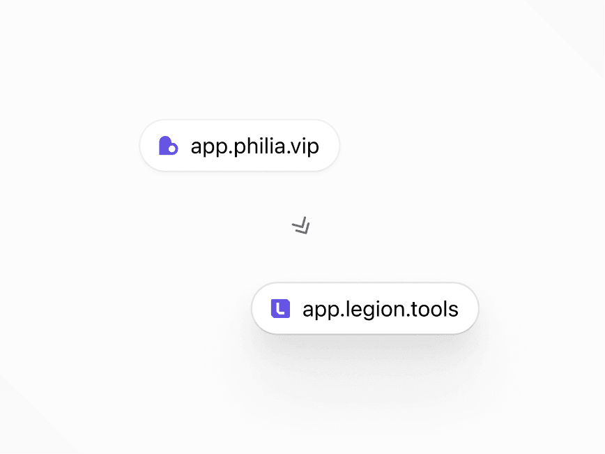 تغییر نشانی app.philia.vip به app.legion.tools